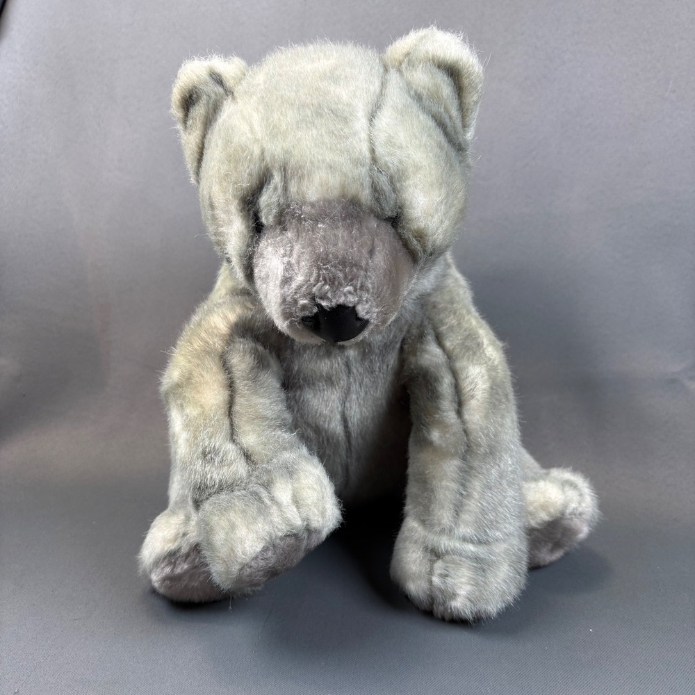 Plush Bear Greenish Gray 12 Inch Faux Fur Seated Stuffed Animal